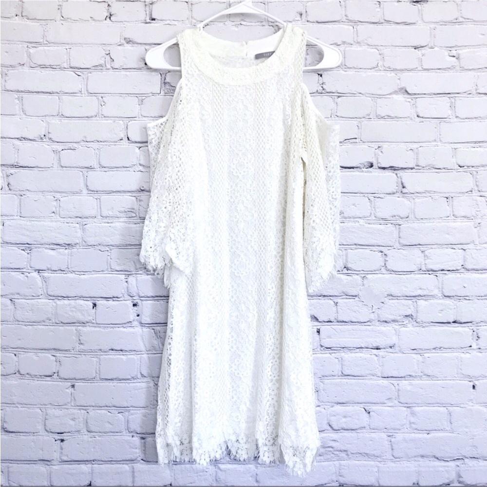 New Tart White Lace Dress Cold Shoulder Mini Size Small